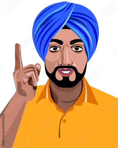 Indian man with raised index finger