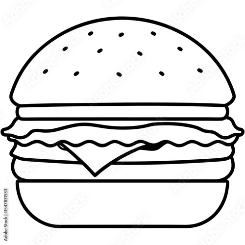 big burger line art vector