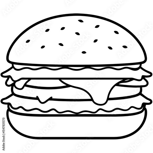 big burger line art vector