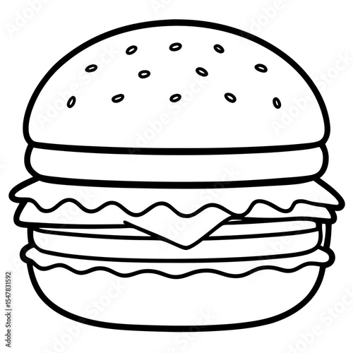 big burger line art vector