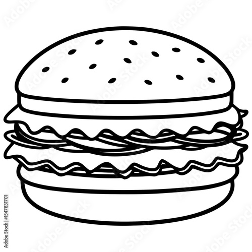 big burger line art vector