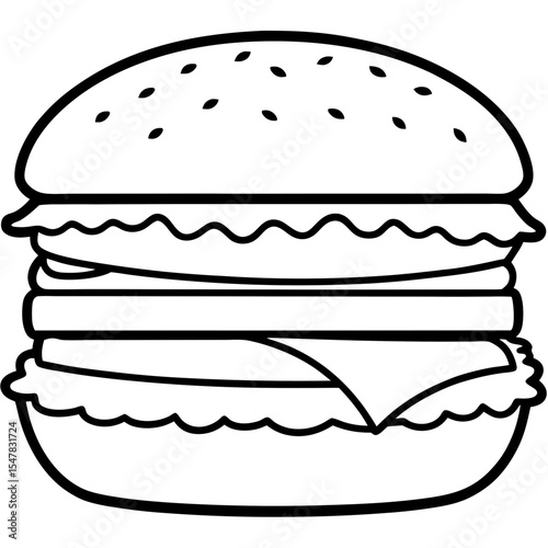 big burger line art vector