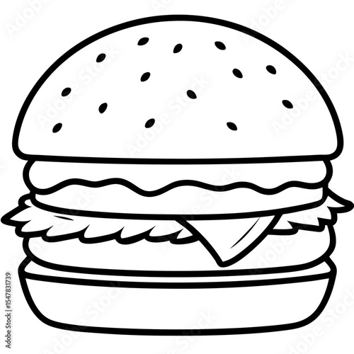 big burger line art vector