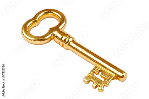 Old golden house key isolated on white background. Ai Generated Images