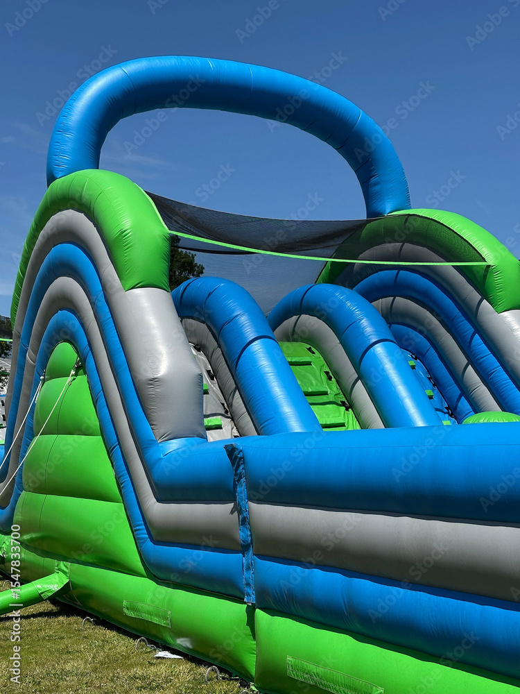 Inflated air castle at the playground Inflated air castle at the playground