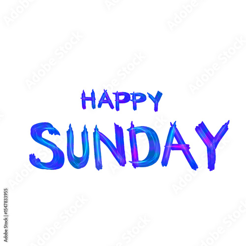 colorful glowing happy Sunday writing without background