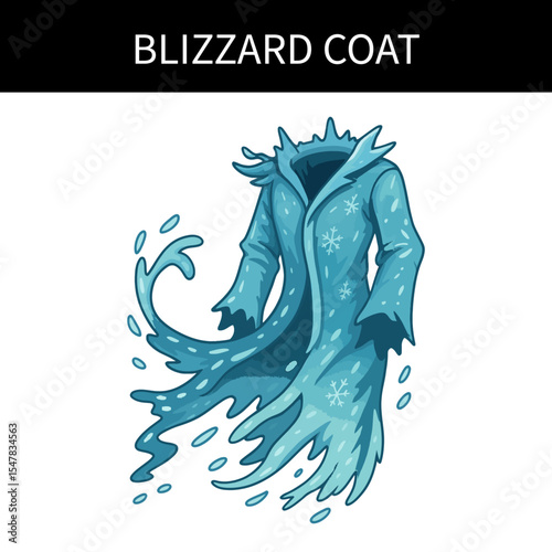 Cartoon Blizzard Coat – Fantasy Ice Mage Robe Illustration