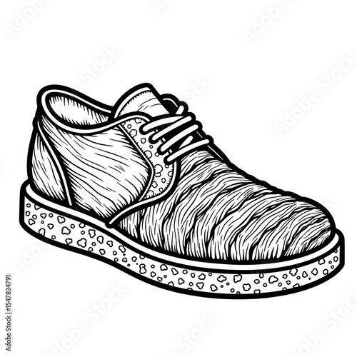 Woven hemp shoe with cork sole illustration, eco-friendly footwear design