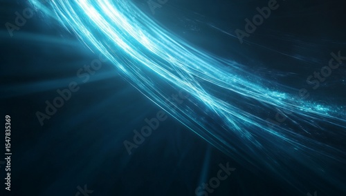 Abstract Blue Glowing Particle Stream on Dark Background