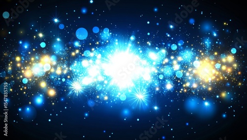Abstract Blue Light Sparkles Background