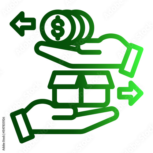 Direct Transaction Icon Outline Gradient Style for E-commerce and Retail Business.