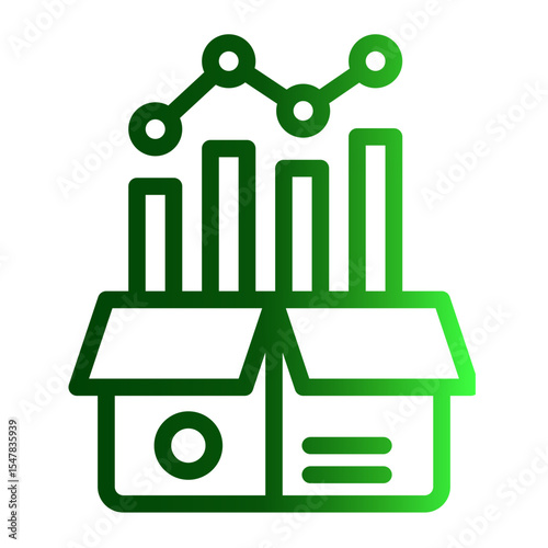 Stock Market Growth Icon Outline Gradient Style for Financial Analytics and Data Visualization.