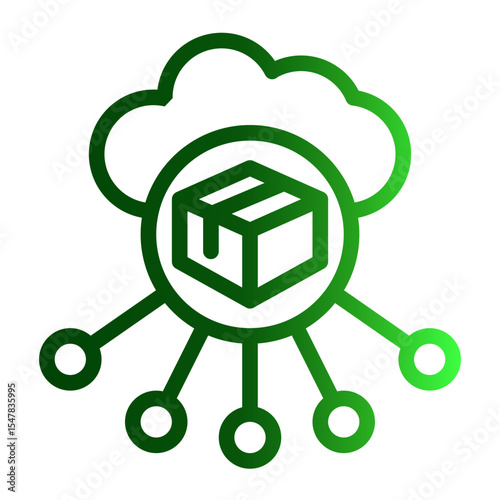 Cloud Data Storage Icon Outline Gradient Style for Digital Services and Computing.