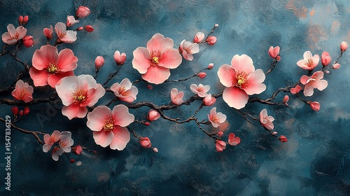 Soft pink and white plum blossoms rendered in ink painting style, an elegant Chinese style ink painting floral pattern suitable for wallpaper, textiles and home decor.