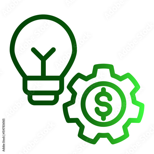 Creative Solution Icon Outline Gradient Style for Idea Implementation.