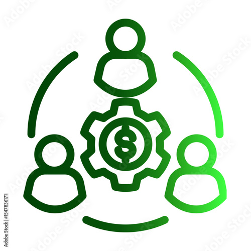 Teamwork Group Icon Outline Gradient Style for Professional Collaboration.