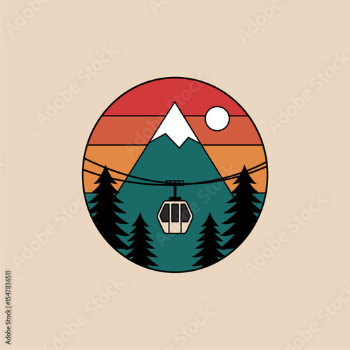 Retro mountain cable car