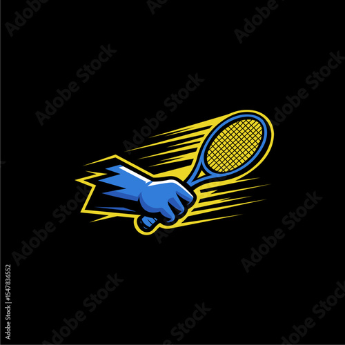 Hand holding tennis racket