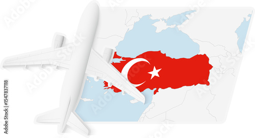 Airplane over Turkey Map