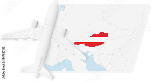 Airplane over Austria Map