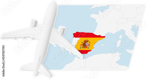 Airplane over Spain Map