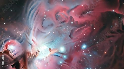 Cosmic Nebula: Vibrant Colors and Stellar Formation in Space