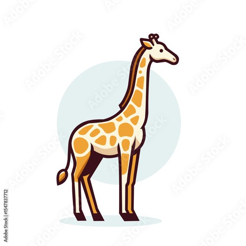 Colorful Vector Illustration of a Standing Giraffe