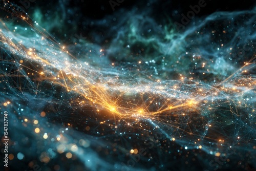 Abstract Cosmic Background with Glowing Particles and Energy Flow