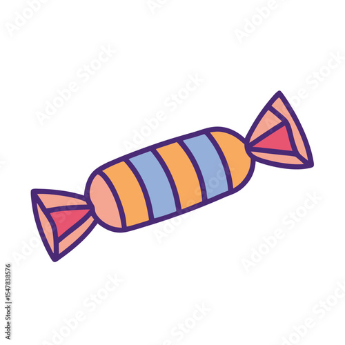 Colorful wrapped candy illustration in a cute vector style perfect for sweet treat designs