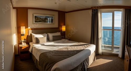 Cruise Ship Cabin with Ocean View and Natural Light Interior