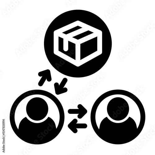 Transaction Broker Icon Solid Style for Buyer-Seller Connection.