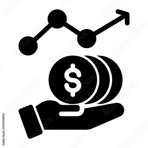 Profit Growth Icon Solid Style for Business Income and Financial Success.