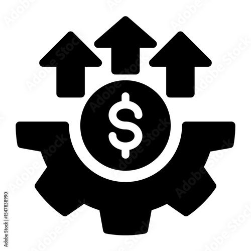 Business Growth Gear Icon Solid Style for Fundraising and Expansion.