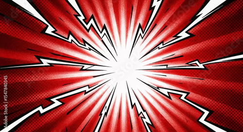 Dynamic Red and White Comic Book Explosion Background