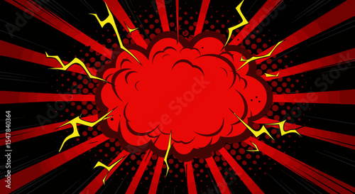 Dynamic Red Comic Book Explosion Background Illustration