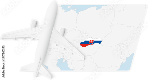 Airplane over Slovakia Map