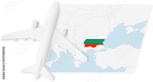 Airplane over Bulgaria Map