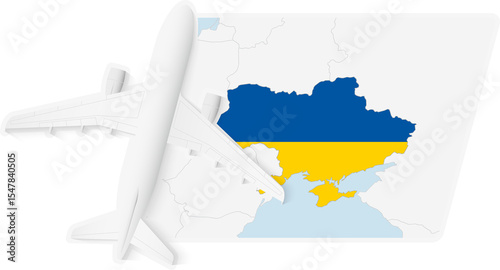 Airplane over Ukraine Map