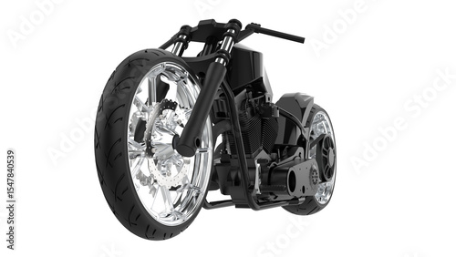Generic black custom motorcycle chopper isolated on transparent background png