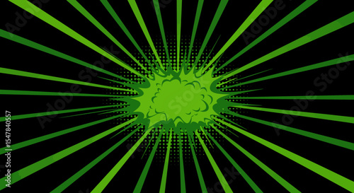 Abstract Green Comic Book Explosion Background Illustration