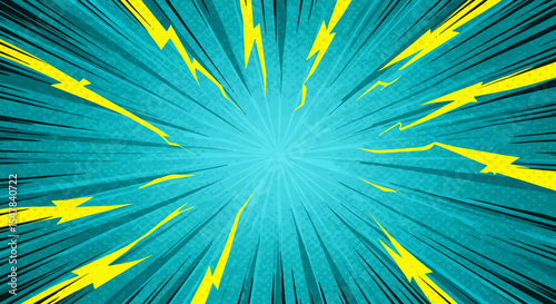 Dynamic Teal and Yellow Comic Book Speed Lines Background