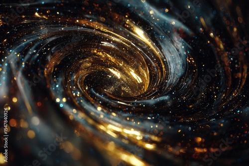 Abstract Gold And Blue Glitter Spiral Galaxy