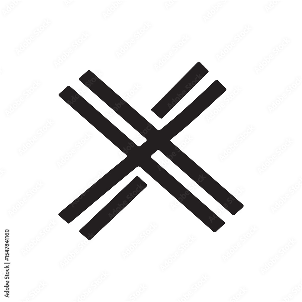 Fototapeta premium Black and white 3D cross mark icon, a vector symbol for no, wrong, or delete concepts