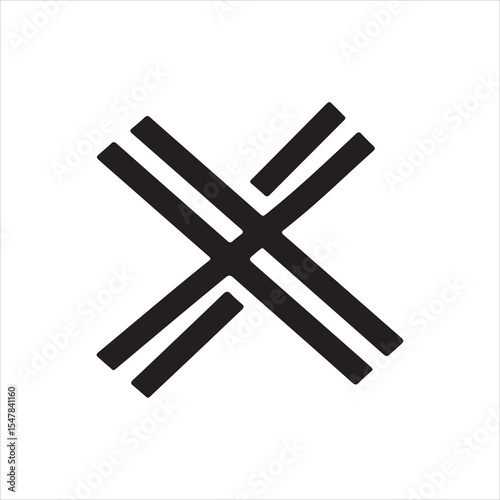 Black and white 3D cross mark icon, a vector symbol for no, wrong, or delete concepts