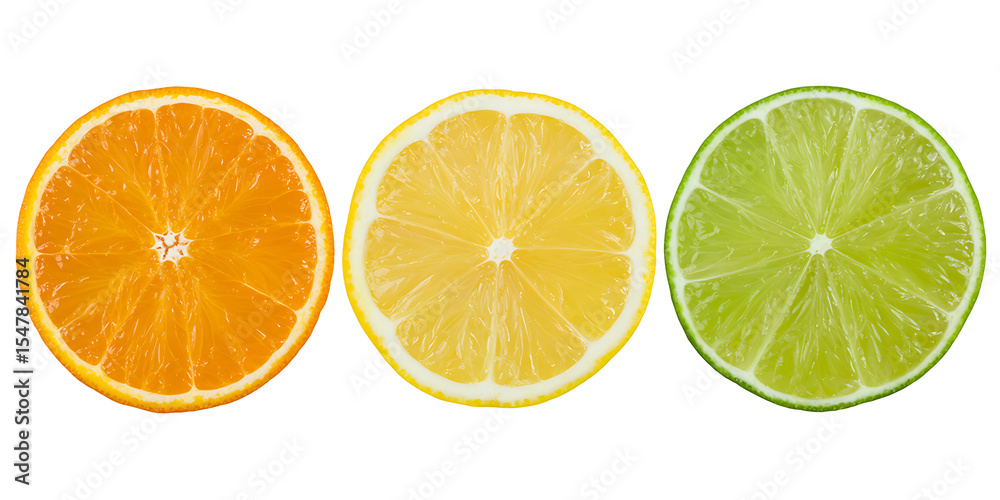 Fototapeta premium Orange lemon lime citrus fruit slices background