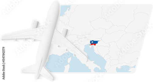 Airplane over Slovenia Map