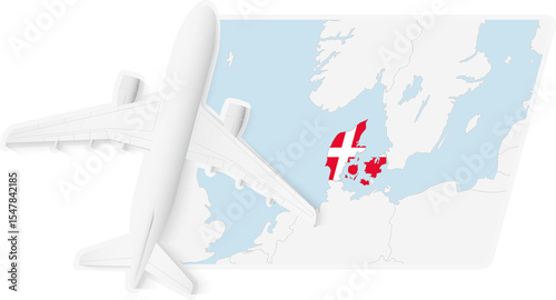 Airplane over Denmark Map