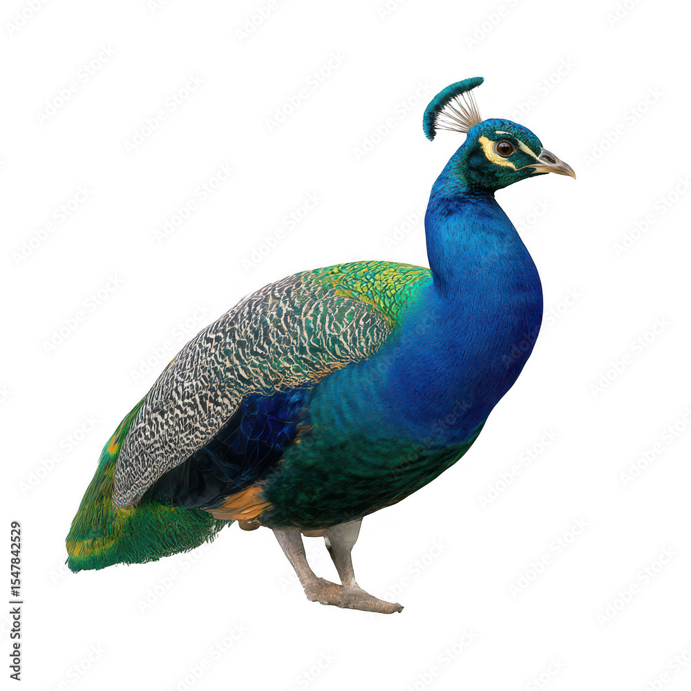 Obraz premium Indian Peacock Blue Green Feathers isolated on a transparent background