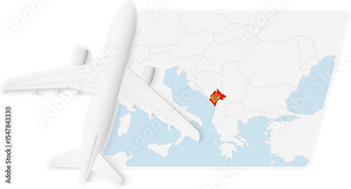 Airplane over Montenegro Map