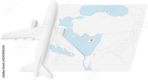 Airplane over Cyprus Map